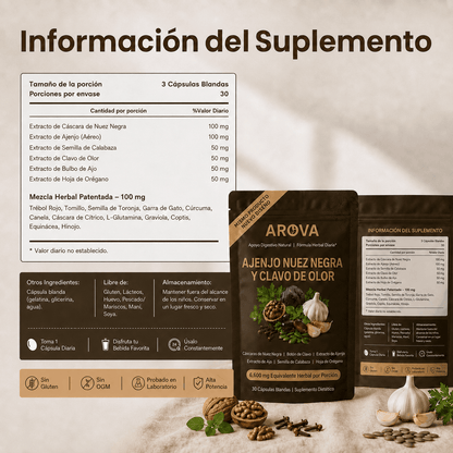 Cápsulas blandas de ajenjo, nogal negro añejo y clavo